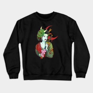 Undead Zombie Devil Girl Gisha Crewneck Sweatshirt